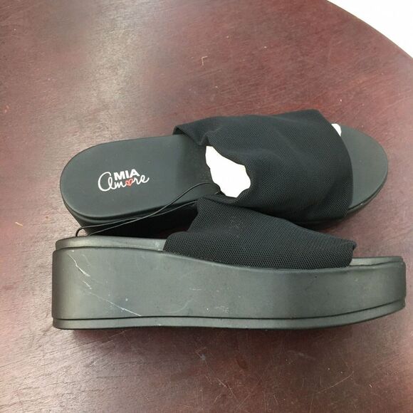 NWT Mia Amore Black Wedge Sandals Size 8 Womens - Picture 5 of 12